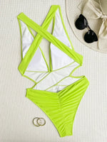 Scrunch Butt Swimsuits Deep V Neck Cross Backless One Piece Swimsuit Women Swimwear Female Monokini High Cut Bathing Suit Swim