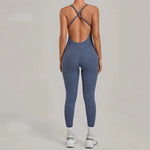 Women's Seamless Yoga Jumpsuits Sports Fitness Hip-lifting Sleeveless Backless One-piece Workout Gym Training Leggings Bodysuits