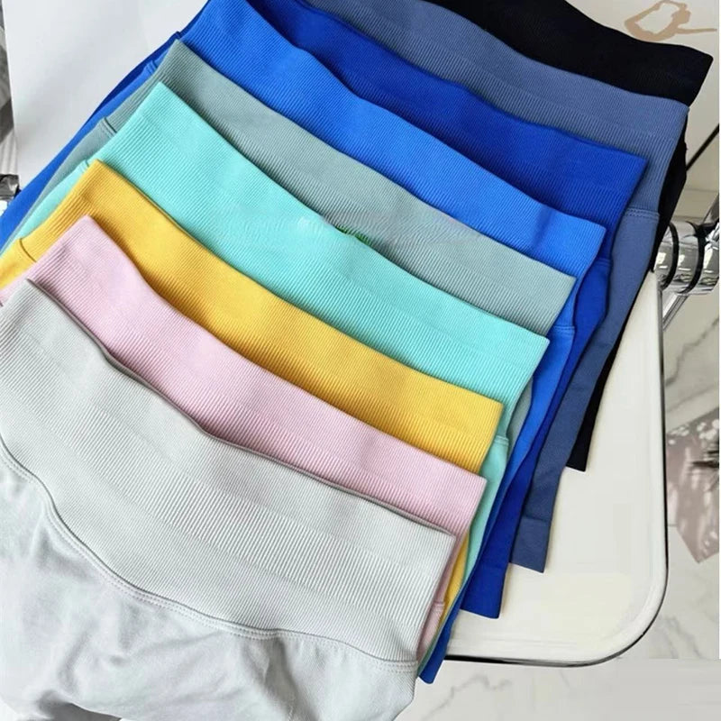 Women's High-Waisted Yoga Sports Shorts Summer Stretch Hip-Lifting Abdominal-Tightening Fitness Three-Part Shorts