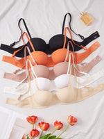 5Pcs Half Cup Solid Women Bra Detachable Straps Push up Brassiere Invisible Anti Slip Strapless Bandeau Bra