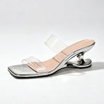 Y2K PVC Transparent Designer Sandals Women Shoes Slip On Hollow Wedge Slide Mules Beach Vacation 6cm Comfortable Walking Heels