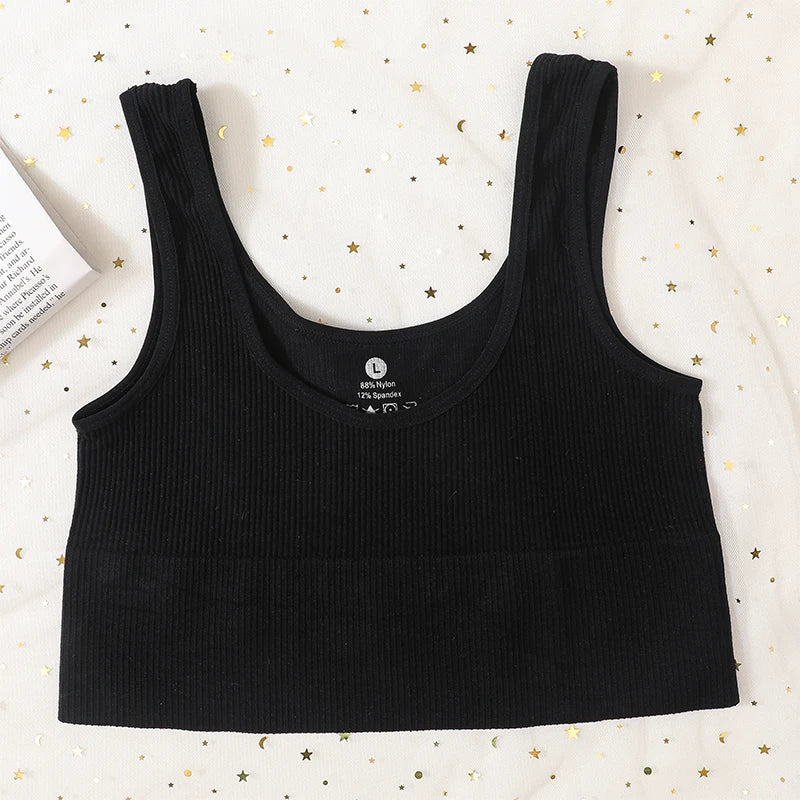 Seamless Bras For Women Streetwear Rib Sports Tank Top Sexy Lingerie No Pads Crop Top Female Fitness Underwear