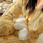 Women's Pajama 2 Piece Set Spring/Autumn Long Sleeve Sleepwear Cartoon Print Women's Pajamas Soft Homewear 100% Cotton 2026
