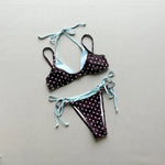 Sexy Polka Dot Plaid Halter Bikini Female Swimsuit Women Swimwear Two-pieces Bikini set Splicing Bather Bathing Suit Swim V8027