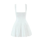 Square Neck Lace Trim Spliced Strap Dress For Women Front Mini Bud Skirt White Lace Mini Dress Ruffle Casual Summer Dress 4MXE