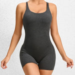 Seamless Yoga Jumpsuits Sports Fitness Pleated Peach Hip-lifting Beauty Back Dance Jumpsuit Workout Gym Shorts Set for Women