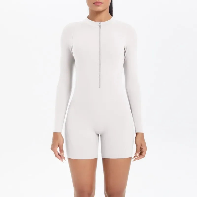 Women's Yoga Jumpsuits Sports Fitness Backless Half Zipper Peach Hip-Lifting Naked Feel Gym Running Workout One-Piece Bodysuits