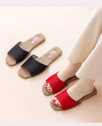 2026 New Breathable Linen Slippers For Women Men Spring Summer House Shoes Soft PU Leather Anti-slip Couples Home Floor Slides