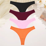 4PCS Women Seamless Thong Cotton Thin Strap Low Waist High Flexibility Panties Sexy Underwear Ladies Briefs T-back Soft Women