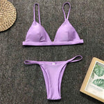 New Sexy Padded Brazilian Bikini Women Swimwear Female Swimsuit Two-Pieces Bikini Set Solid Bather Bathing Suit Swim Lady V64A