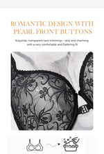 3-Piece Plus Size Lingerie With Lace Front Buttons For Women BrassiereAdjustable Underwear Comfort And Breathability Bra