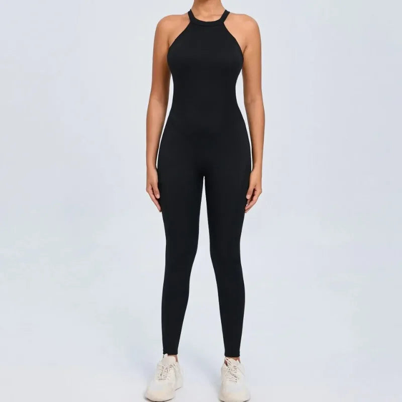 Seamless Yoga Jumpsuits Sports Fitness Peach Hip-lifting Backless Buckle One-Piece Training Gym Workout Tracksuits for Women