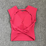 Summer Sexy Short Backless Sports T-Shirt Women's Tight Training Long Sleeve Yoga Top Fixed Chest Pad Fitness Vest