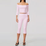 Fashion Mid Sleeve T-shirt Yoga Suits Tight Fitting Slim Sports Tops High Waist Peach Hip Mid Pants Gym Running Fitness Outfits