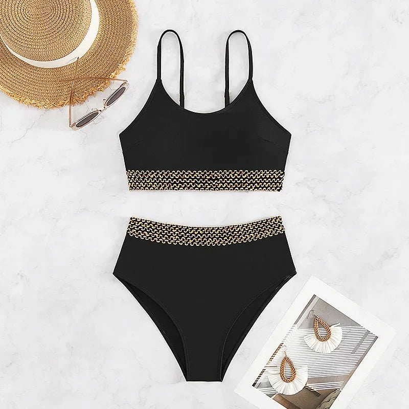 Sexy High Waist Bikini Black 2026 Women Swimsuit Two Pieces Swimwear Female Bikinis Set Purple Bathing Suits Brazilian Biquini