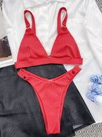DEKA Women Solid Bikini Set Triangle Brazilian Neon Pink Swimwear Bandage Backless Two Pieces Swimsuit Beachwear Biquini
