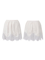 Summer Women's Satin Short Skirts Elastic Waist Lace Patchwork Skirts Half Slip Skirts Fashion