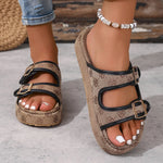 Flowers Embroidery Thick Bottom Sandals Women Fashion Designer Buckle Platform Slippers Woman Summer 2025 Non Slip Sandles Mujer