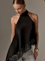 Autumn Fashion Women's Asymmetrical High-Neck Backless Halter Neck Top