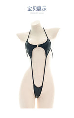 Sexy Jumpsuit patent leather bikini Straps Bandage Bodysuit Beach Girl One-piece Bikini Costume Women Pajamas Lingerie Uniform