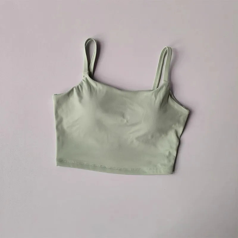 Women's yoga sports bra, small camisole vest integrated fixed gathering sports and fitness bra