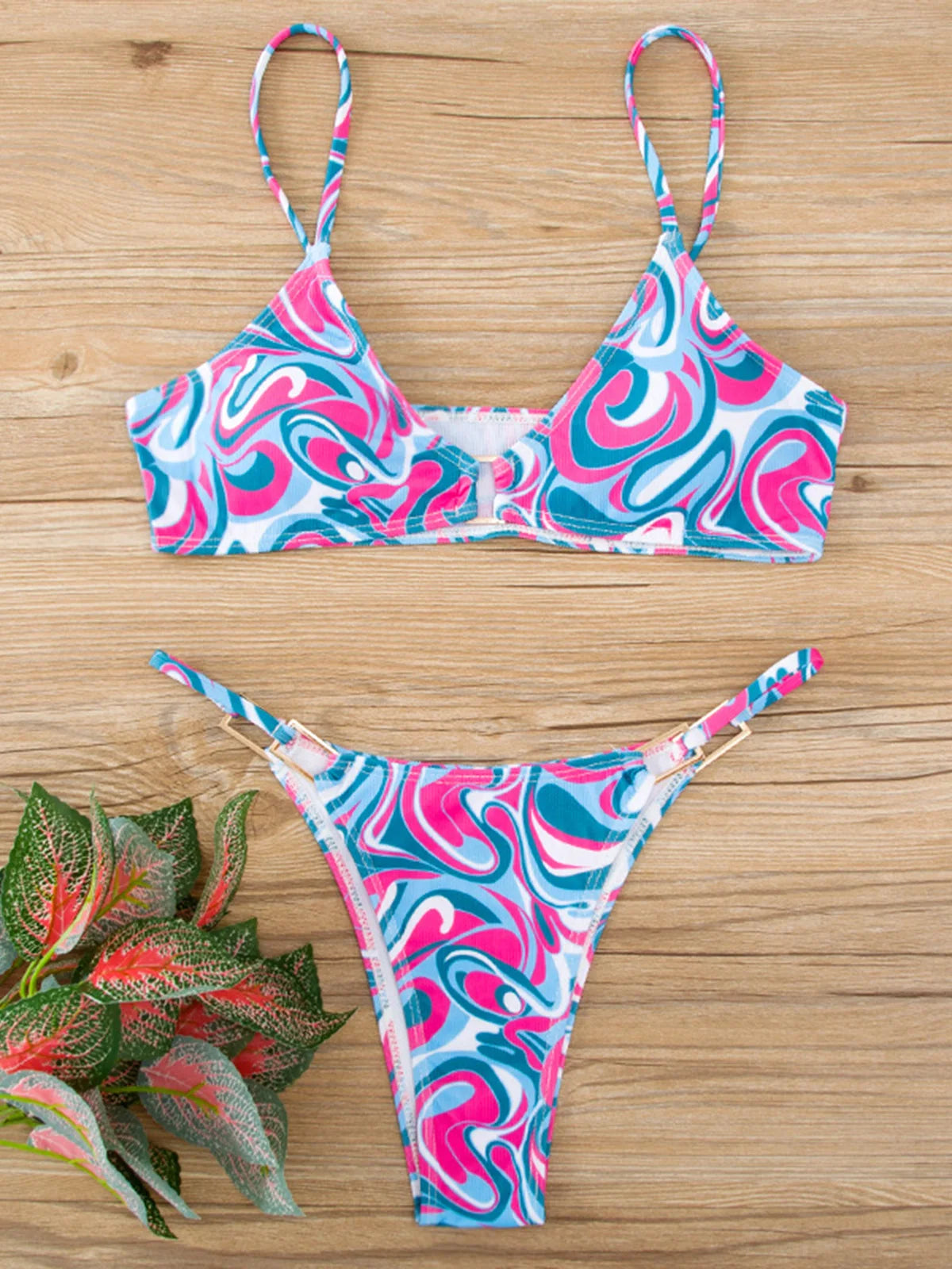 11 Colors Sexy Ribbed High Cut Bikini Women Swimwear Female Swimsuit Two-piece Bikini Padded set Bather Bathing Suit Swim V7111B