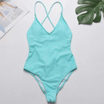 2026 V Neck Scrunch Butt Female Swimwear One Piece Swimsuit Women Backless Monokini Sexy High cut Bathing Suit Swim Bodysuit
