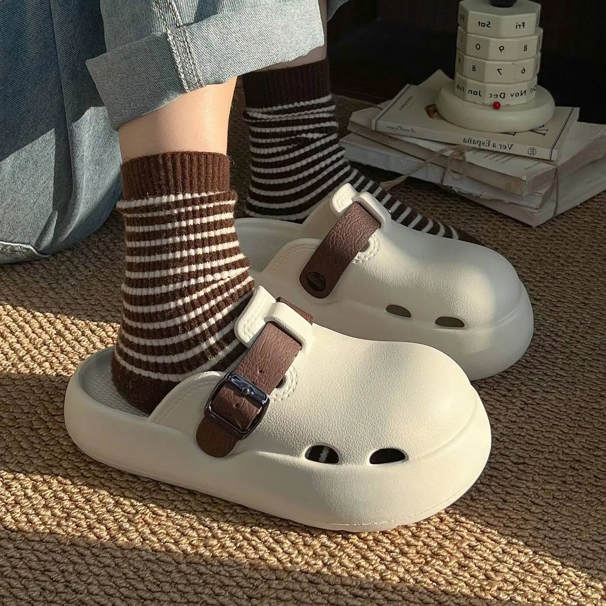 2026 Women Summer Platform Slippers Close Toe Female Leisure House Shoes Soft EVA Female Indoor Street Mulers Slip-on Sandals