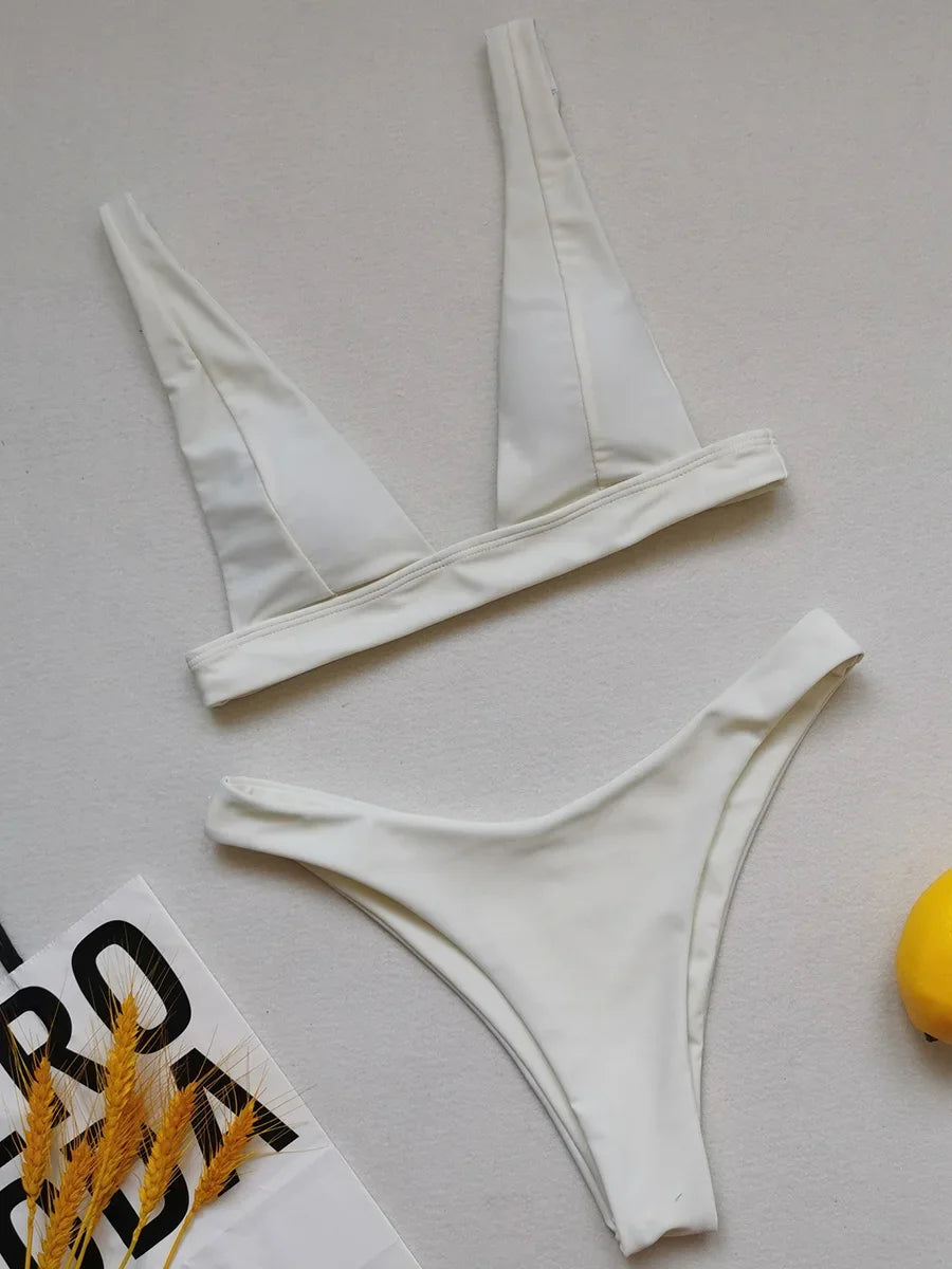 2025 Brazilian Triangle Bikinis High Cut bikini Women Swimsuit Female Swimwear Two pieces bikini Set Bather Bathing Suit Swim