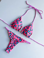 Leopard Halter Scrunch Butt Mini Micro Thong Bikini Women Swimwear Female Swimsuit Two-pieces Bikini Set Bathing Suit Swim Lady