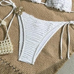 Sexy White Yellow Micro Bikini 2026 Women Metal Flower Push Up Bra Bandage Triangle Swimsuit Beach Bathing Suit Holiday Swimwear