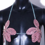 Exaggerated Crystal Flower Chest Chain Lingerie Women Accessories New in Summer Top Rhinestone Body Jewelry Bra Bikini Clothing