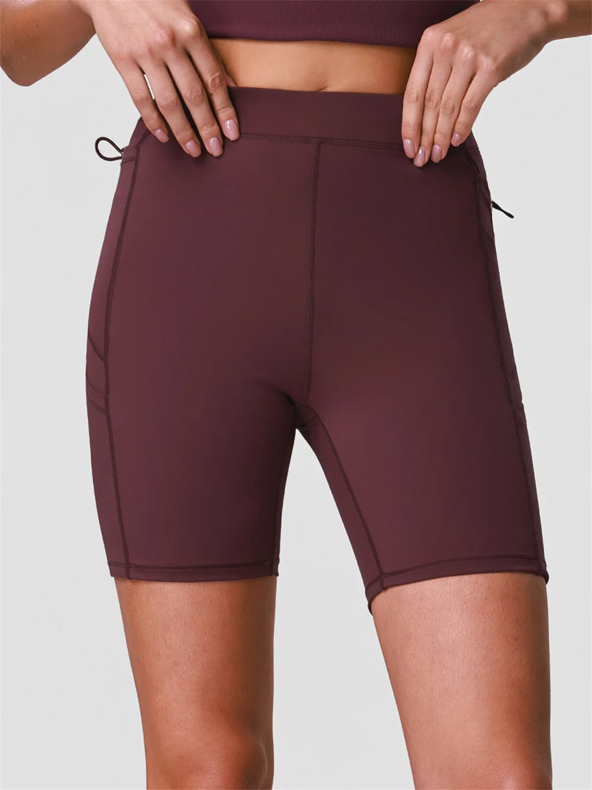 Naked High Waisted Yoga Shorts Women Quick Drying Side Pocket Cycling Pants Outdoor Abdominal and Hip Lifting Sports Shorts