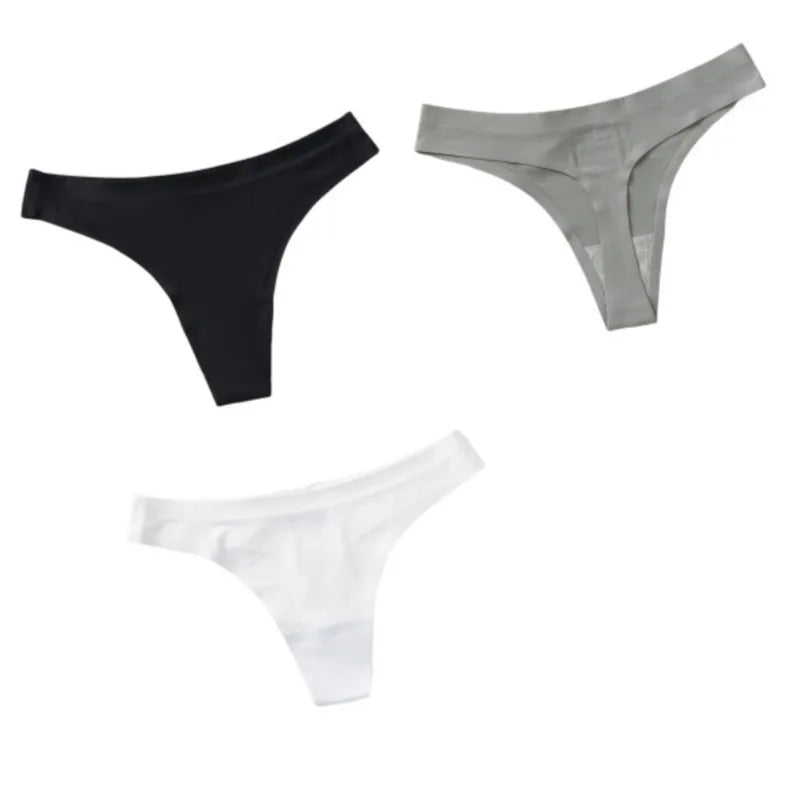 3Pcs/Set Women Panties Ultra-thin Thongs Female Underpants Seamless Underwear Sports Soft Solid Color Low Rise G-string