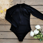 2026 Surfing Sport Swimsuit Long Sleeves Women One Piece SwimsuitSwimwear Solid Monokini Bathing Suit Tropical Bodysuit Female