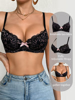 Stylish Lace Women Bra Sheer Mesh Push up Bra Daily Underwired Sexy Lingerie Breathable & Comfortable Bra