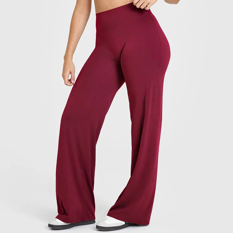 STOUREG Straight Leg Bottoms Women's Mid-Waist Yoga Pants GYM Leggings Naked Feel Pilates Running Sports Trousers