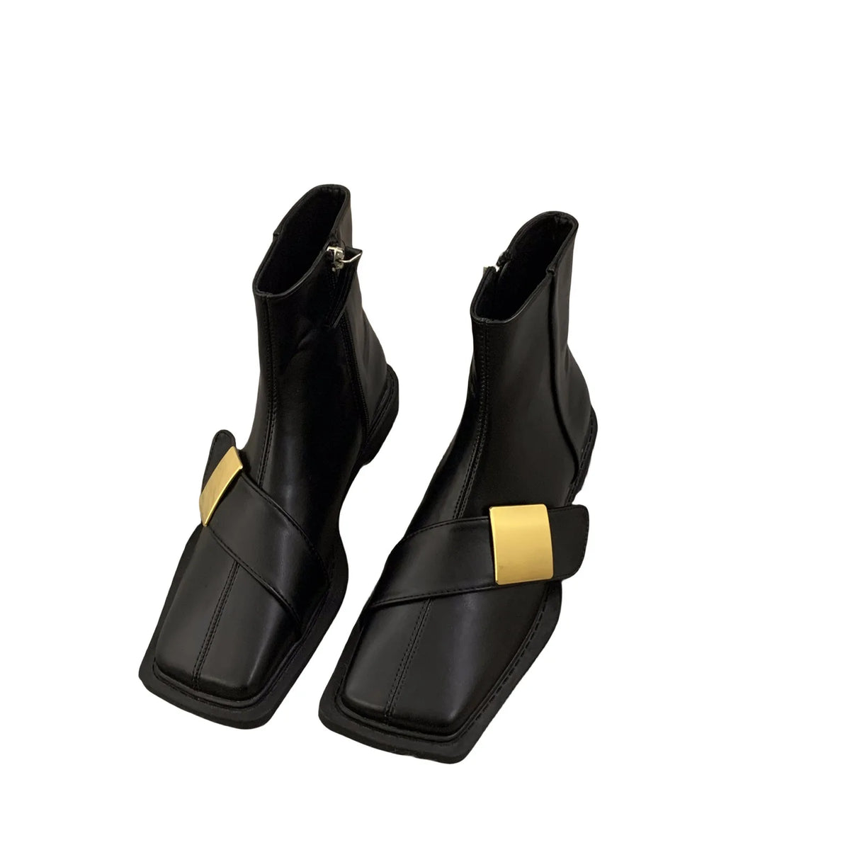 Designer Vintage Women Ankle Boots Fashion Square Toe Shoes Spring Autumn Flats Ladies Short Booties 2025