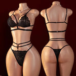 Sexy Lingerie Open Bra Set Transparent LaceDeep V Open Bra And Panty Sets Erotic Costumes Women Sleepwear Plus Size Underwear