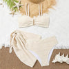 Beige Texture Solid Swimwears 3 Piece Bikini Set Cover Ups U Shapped Sexy Swimsuit Women 2026 Bathing Suit High Waist Bikinis