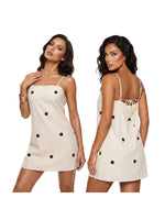Women Solid Color Slip Dress Spaghetti Strap Loose Fit Mini Dress Summer Clubwear for Daily Party
