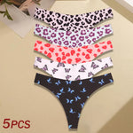5Pcs Women G-string Seamless Sweet Fruit Thongs Low-waist Panties Ladies Soft Cute Thongs Female S-XL T-Back Panties Underwear