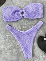 Sexy Fishnet Strapless Bandeau Bikini Women Swimsuit Female Swimwear Two-pieces Bikini set High Cut Bather Bathing Suit Swim