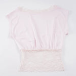 Summer T-shirt lace off-shoulder short-sleeved T-shirt waist fashion versatile top