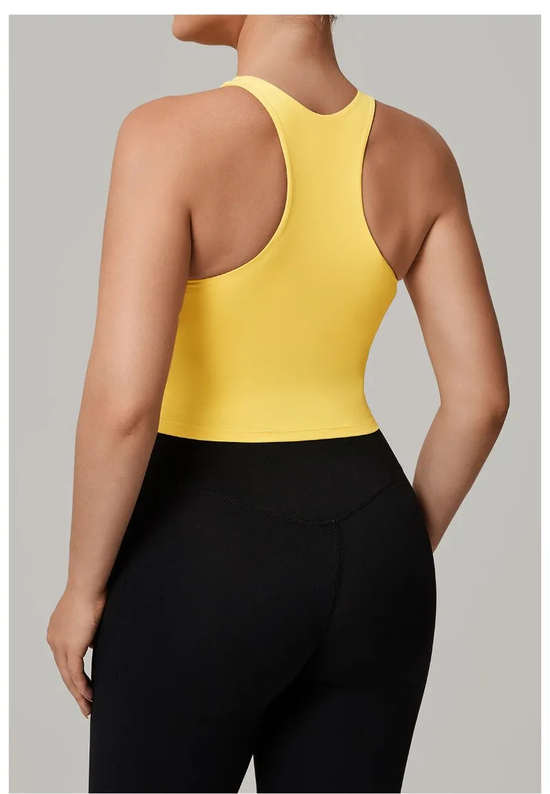 Women's Nude Yoga Vest Slim Fit Beautiful Back Sports Top Running Casual Fitness Tight Top