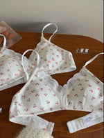 MOYISU Japanese Push Up Bra - Wireless Lace Bralette for Small Chest, Anti Sagging Comfort No Underwire Teens Slimming Lingerie
