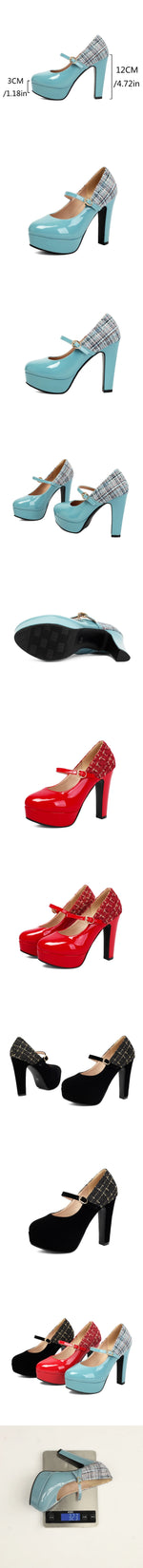 Sexy Black Faux Suede Double Buckle Straps Platform Mary Jane Pumps High Heels Wedding Club Daily Dress Shoes Women Plus Size 48