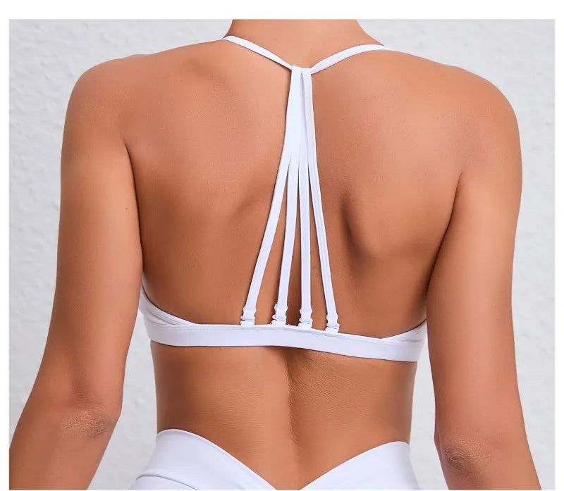 Women's Detachable Strap Yoga Bra Top Seamless Racerback Sweat-Wicking High Support for Yoga Running & Low Impact Workouts