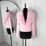 Trendix Black Knit Cardigan For Women Winter Detachable Faux Fur Collar Short Tops Street Slim Party Elegant Outerwear Top Femme