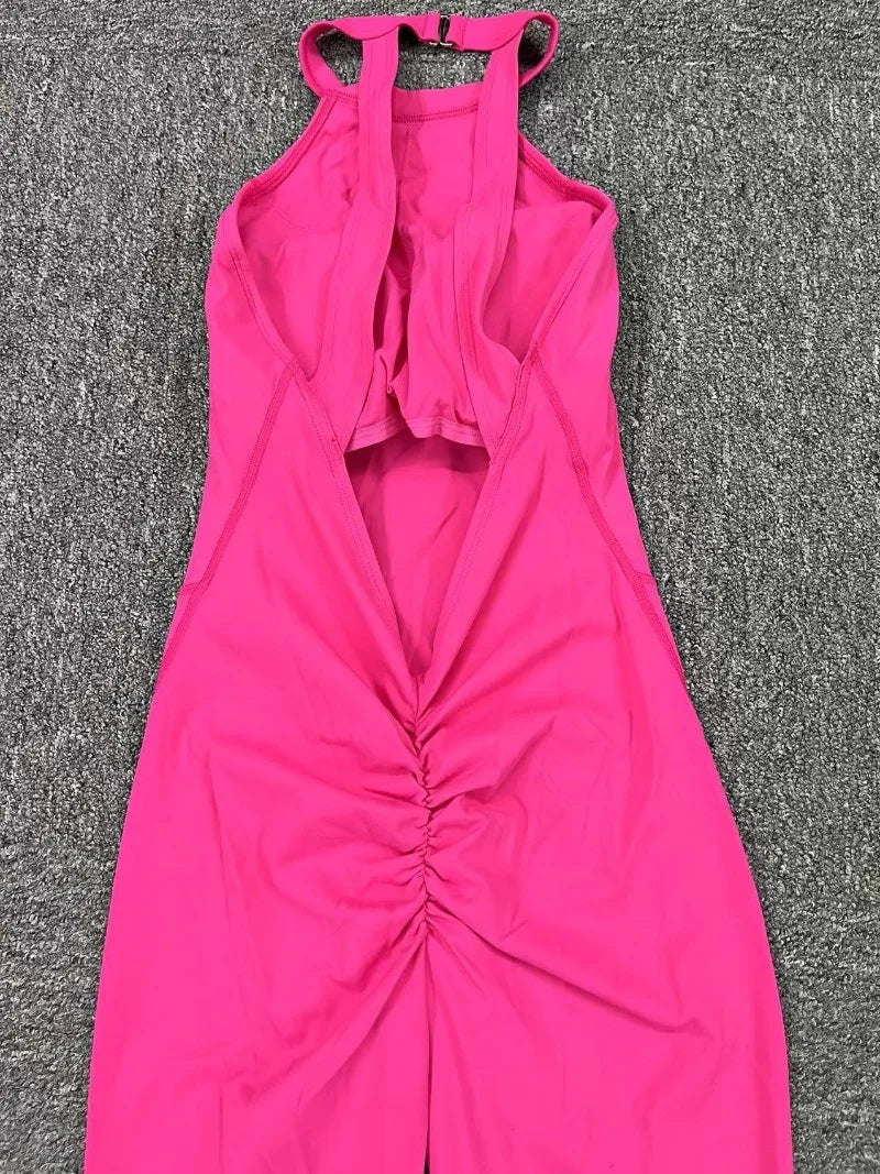 Seamless Yoga Jumpsuits Sports Fitness Peach Hip-lifting Backless Buckle One-Piece Training Gym Workout Tracksuits for Women